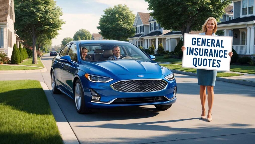 a woman with a sign who state general insurance quotes