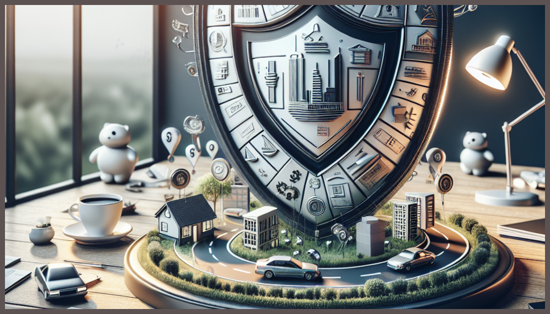 A shield protecting a small business and financial documents.