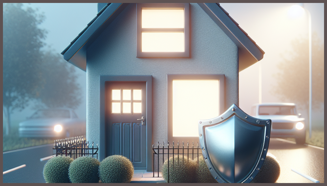 Symbolic representation of trust in insurance with a shield and safe house.