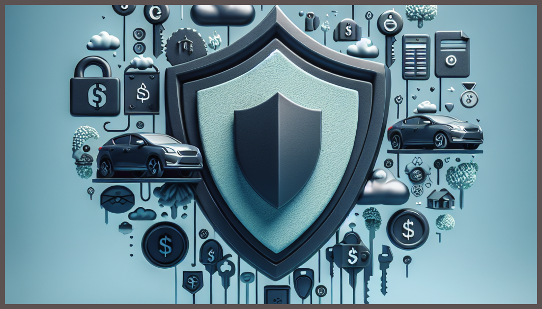 Shield symbolizing insurance amidst a backdrop of financial documents.