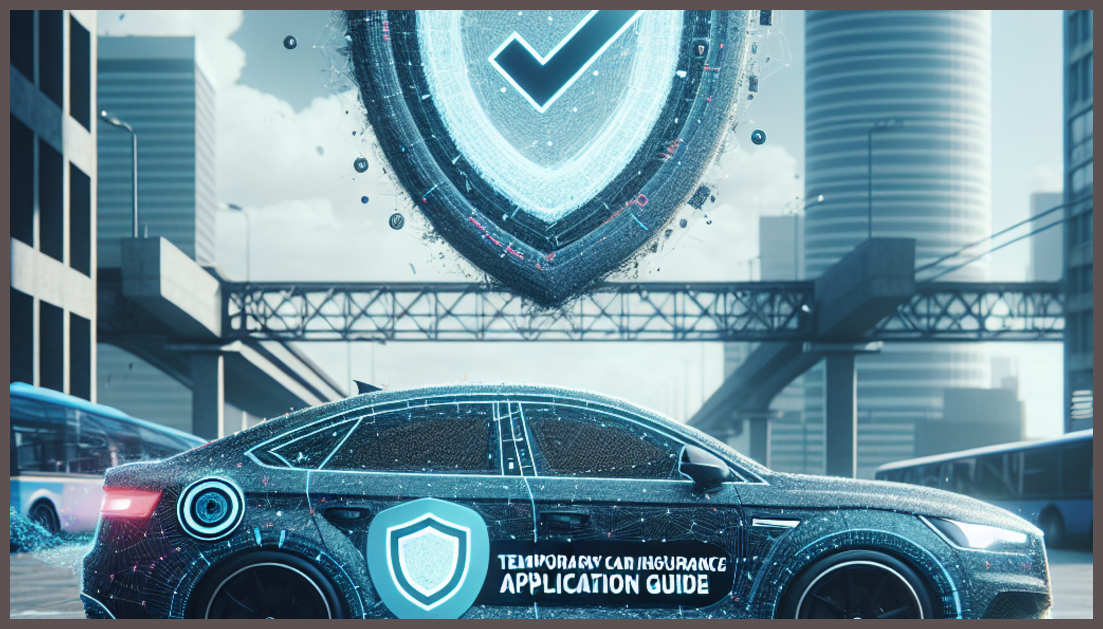 A car and a digital shield symbolizing insurance protection.