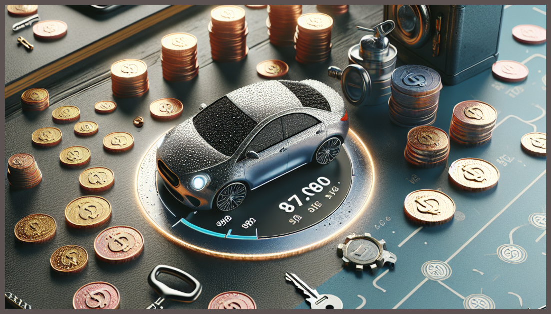 Symbolic representation of savings on car insurance with mileage tracking.