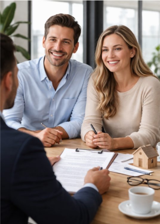 Couple reviewing auto insurance documents with an advisor for Mountain Laurel Assurance Company coverag