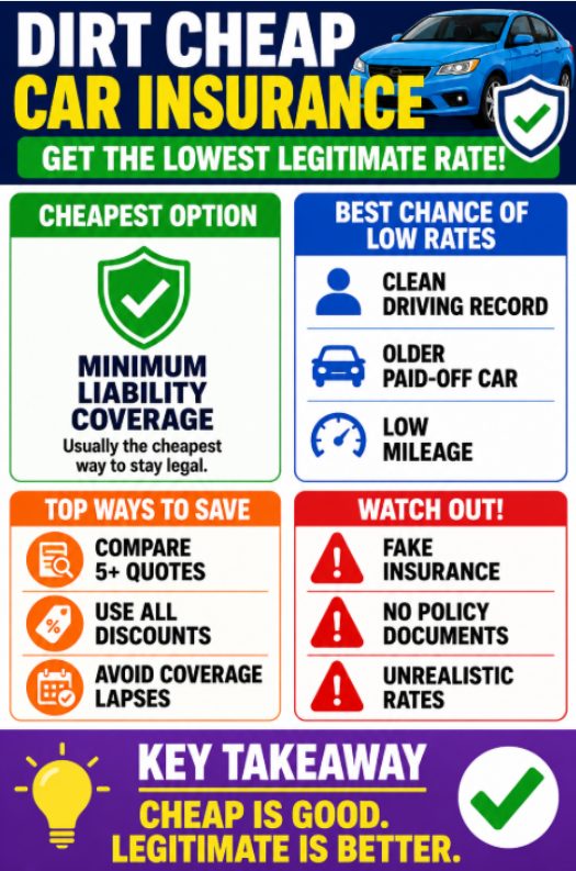 Dirt cheap car insurance infographic