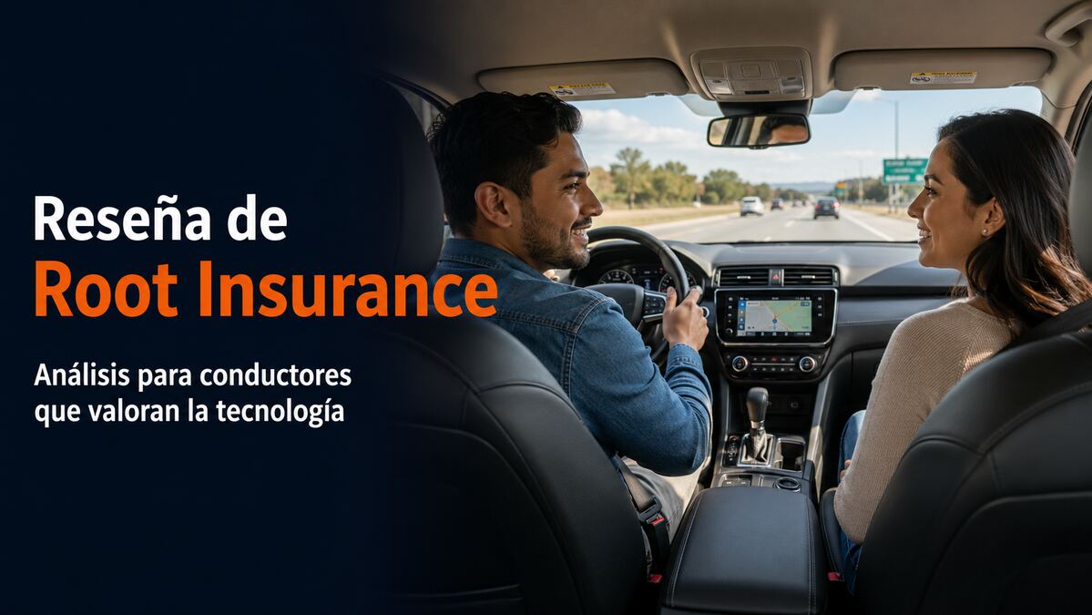 Pareja latina feliz en un automóvil tras adquirir una póliza de Root Insurance